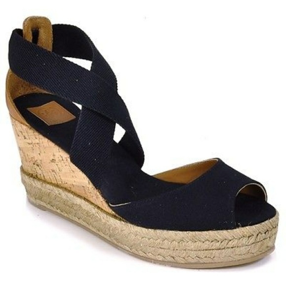 Tory Burch Shoes - Tory Burch 85mm Peep Toe Black Cork Wedge